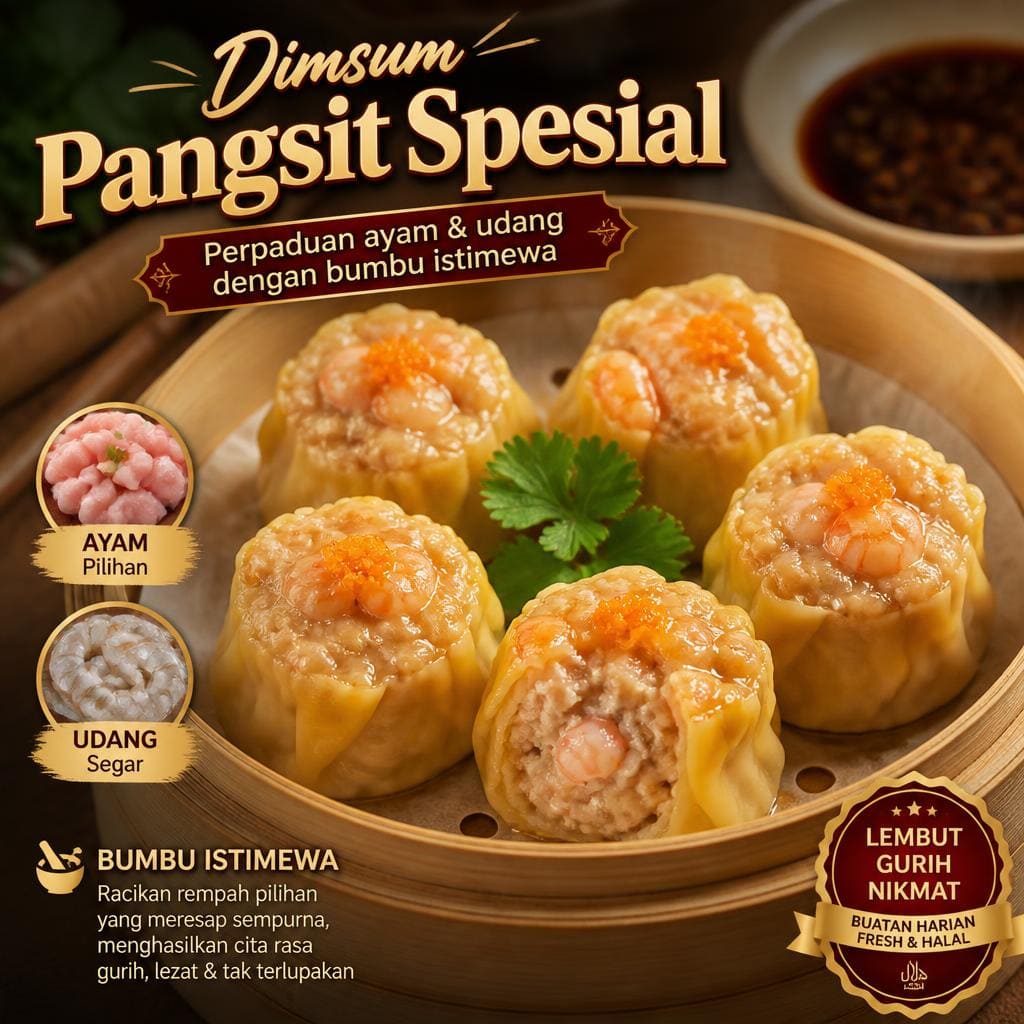 Dimsum Pangsit Spesial dengan perpaduan ayam dan udang bumbu istimewa